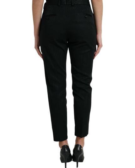 Dolce & Gabbana Black Wool High Waist Cropped Tapered Pants