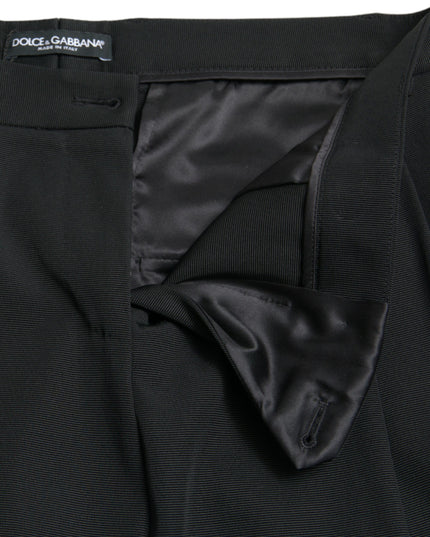 Dolce & Gabbana Black Wool High Waist Cropped Tapered Pants
