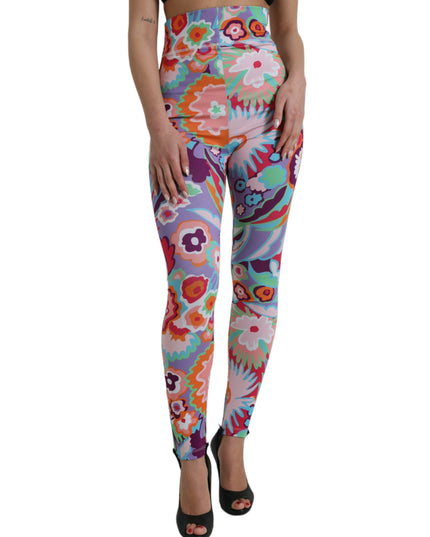 Dolce & Gabbana Multicolor Floral High Waist Leggings Pants