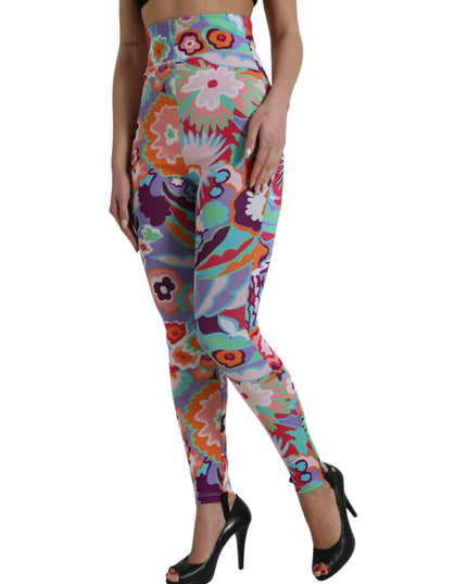 Dolce & Gabbana Multicolor Floral High Waist Leggings Pants