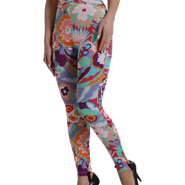 Dolce & Gabbana Multicolor Floral High Waist Leggings Pants