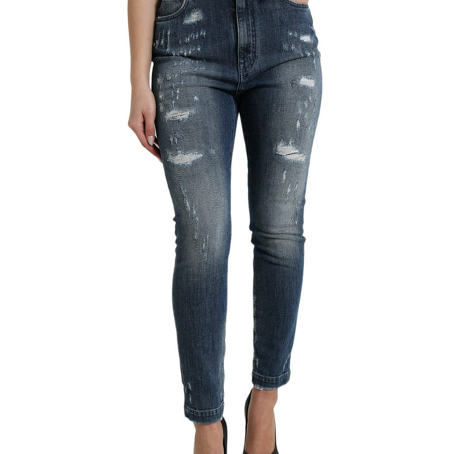 Dolce & Gabbana Dark Blue Distressed GRACE Skinny Denim Jeans