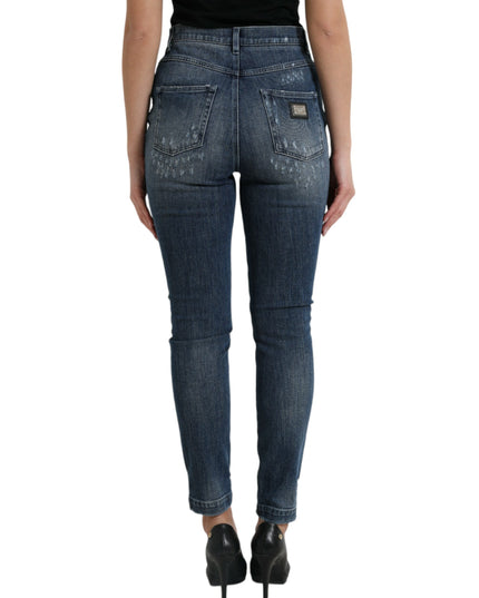 Dolce & Gabbana Dark Blue Distressed GRACE Skinny Denim Jeans