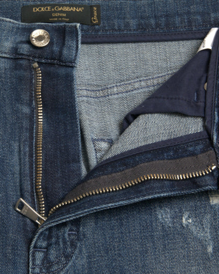 Dolce & Gabbana Dark Blue Distressed GRACE Skinny Denim Jeans