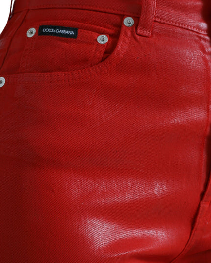 Dolce & Gabbana Red Cotton High Waist Skinny Denim Jeans