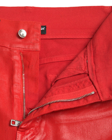 Dolce & Gabbana Red Cotton High Waist Skinny Denim Jeans