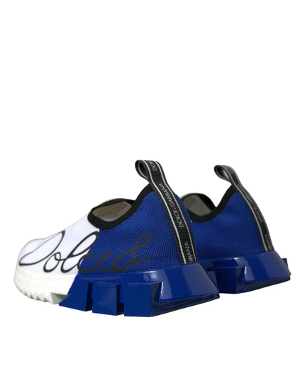 Dolce & Gabbana White Blue Sorrento Low Top Men Casual Sneakers Shoes