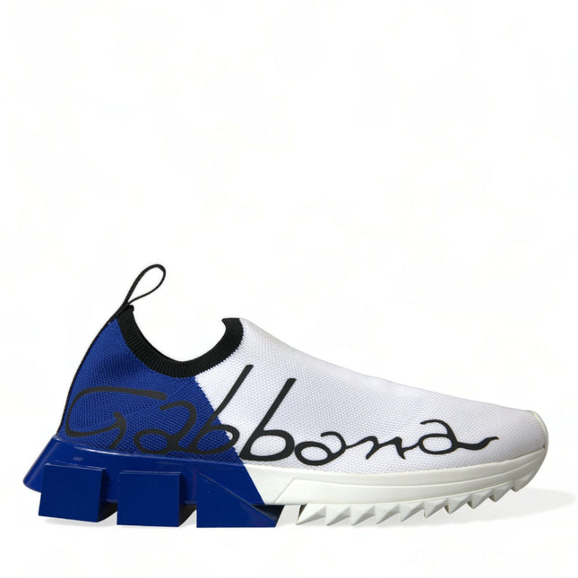 Dolce & Gabbana White Blue Sorrento Low Top Men Casual Sneakers Shoes