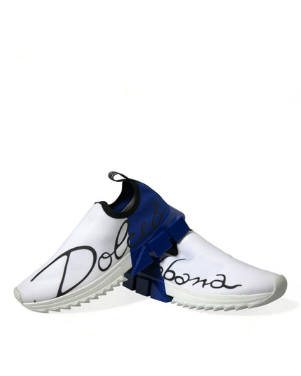 Dolce & Gabbana White Blue Sorrento Low Top Men Casual Sneakers Shoes
