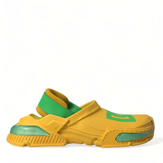 Dolce & Gabbana Yellow Green Rubber Clogs Men Slippers Men Shoes