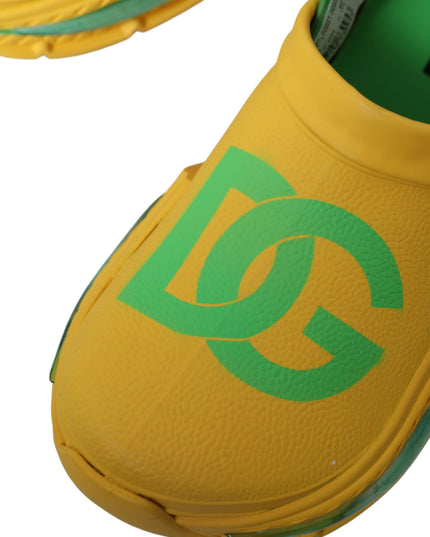 Dolce & Gabbana Yellow Green Rubber Clogs Men Slippers Men Shoes