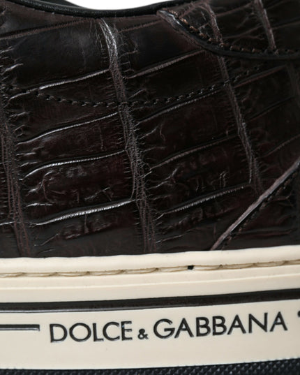 Dolce & Gabbana Brown Croc Exotic Leather Men Casual Sneakers Shoes