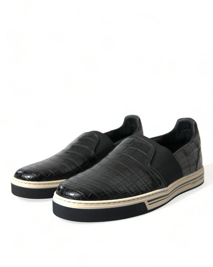 Dolce & Gabbana Black Croc Exotic Leather Sneakers Shoes