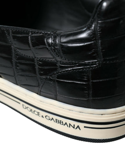 Dolce & Gabbana Black Croc Exotic Leather Sneakers Shoes