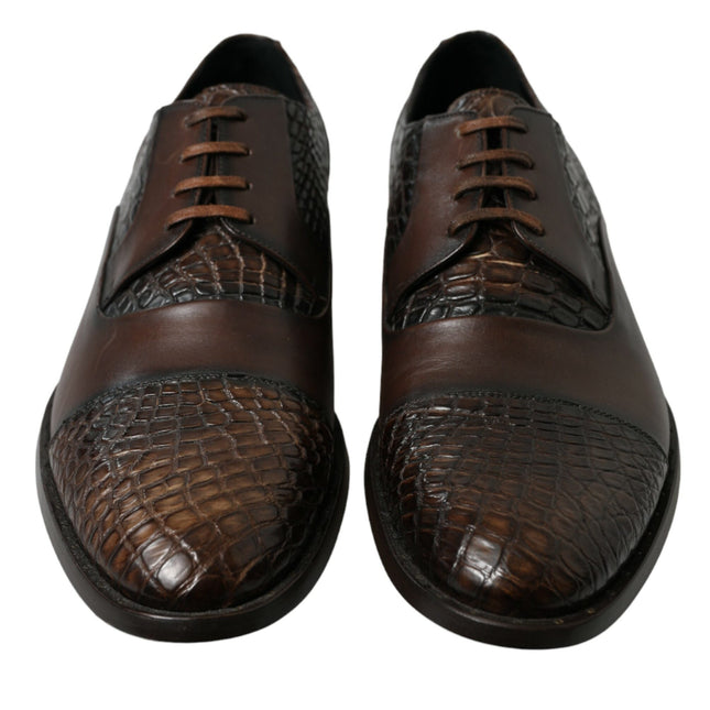 Dolce & Gabbana Brown Exotic Leather Lace Up Oxford Dress Shoes