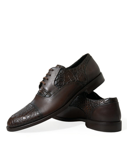 Dolce & Gabbana Brown Exotic Leather Lace Up Oxford Dress Shoes