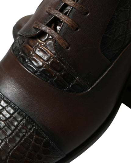 Dolce & Gabbana Brown Exotic Leather Lace Up Oxford Dress Shoes
