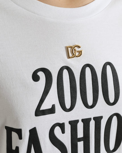 Dolce & Gabbana White Slogan Print Lacing Detailed T-shirt