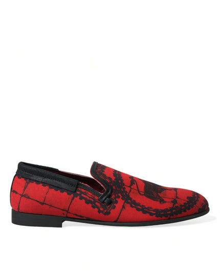Dolce & Gabbana Red Black Torero Loafers Slippers Men Shoes