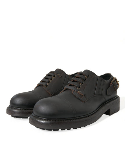 Dolce & Gabbana Brown Leather Lace Up Derby Men Dress Shoes