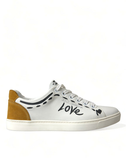 Dolce & Gabbana White Leather LOVE Milano Men Sneakers Shoes