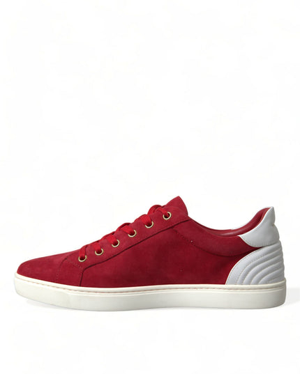 Dolce & Gabbana Red Suede Leather Men Low Top Sneakers Shoes