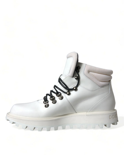 Dolce & Gabbana White Vulcano Trekking Ankle Boots Shoes