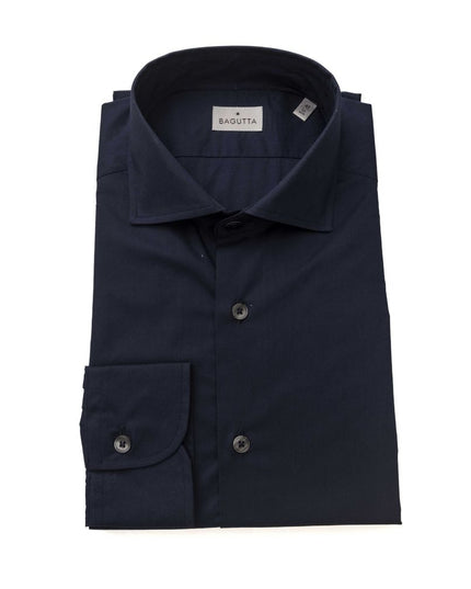 Bagutta Blue Cotton Men's Slim Shirt