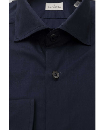 Bagutta Blue Cotton Men's Slim Shirt
