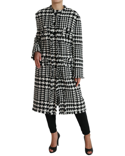 Dolce & Gabbana Black White Houndstooth Trench Coat Jacket