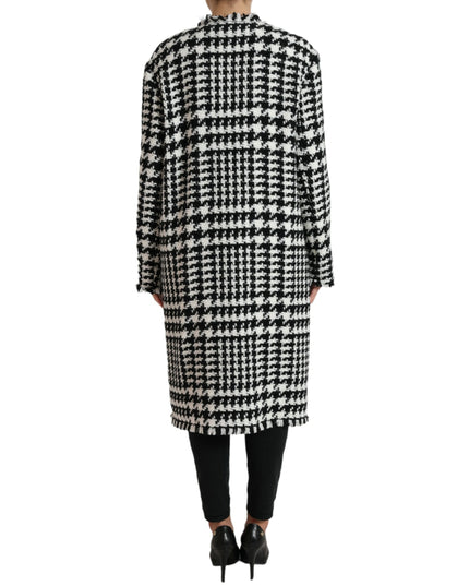Dolce & Gabbana Black White Houndstooth Trench Coat Jacket