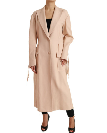 Dolce & Gabbana Beige Cotton Single Breasted Long Coat Jacket