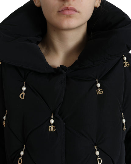 Dolce & Gabbana Black Embellished Quilted Shell Bomber Jacket