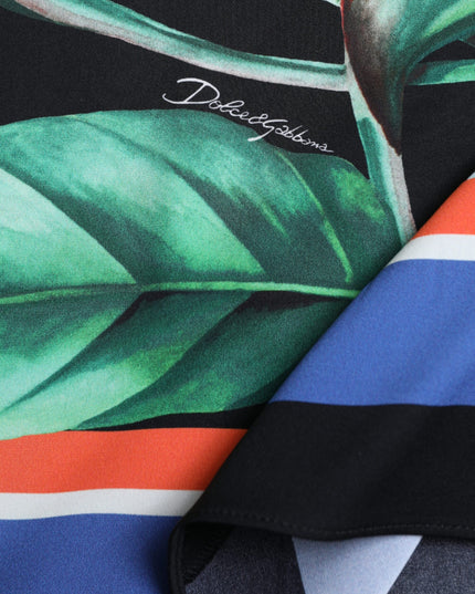 Dolce & Gabbana Black Strelitzia High Waist Wrap Midi Skirt