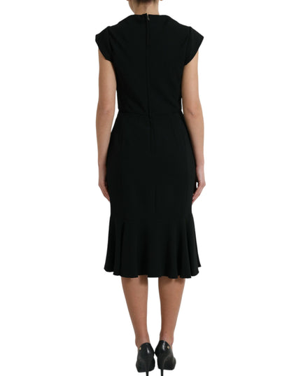 Dolce & Gabbana Black Cady Viscose Sleeveless Dress