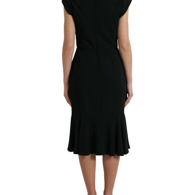 Dolce & Gabbana Black Cady Viscose Sleeveless Dress
