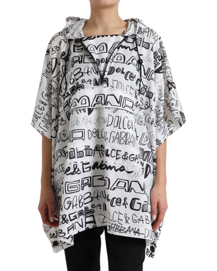 Dolce & Gabbana White Logo Print Hooded Blouson T-shirt Top