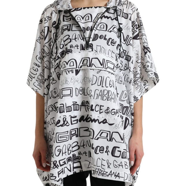 Dolce & Gabbana White Logo Print Hooded Blouson T-shirt Top