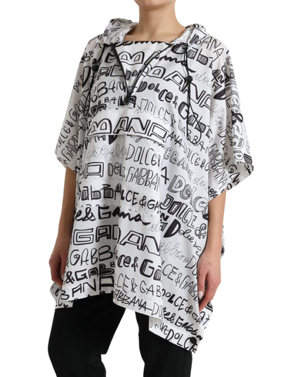 Dolce & Gabbana White Logo Print Hooded Blouson T-shirt Top
