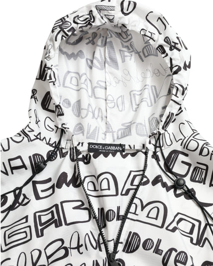 Dolce & Gabbana White Logo Print Hooded Blouson T-shirt Top