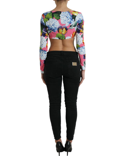 Dolce & Gabbana Multicolor Floral Long Sleeves Cropped Top