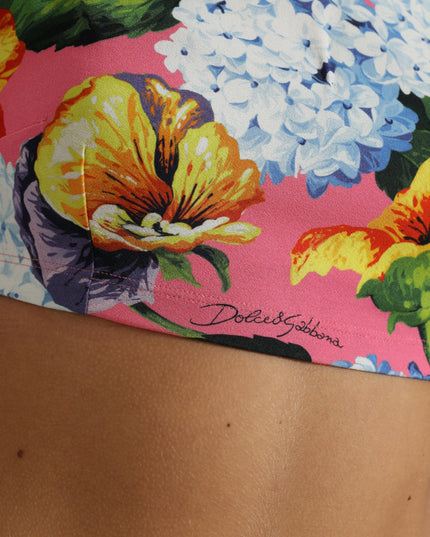 Dolce & Gabbana Multicolor Floral Long Sleeves Cropped Top