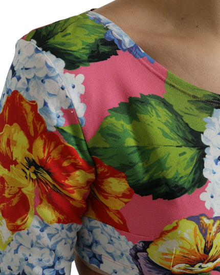 Dolce & Gabbana Multicolor Floral Long Sleeves Cropped Top