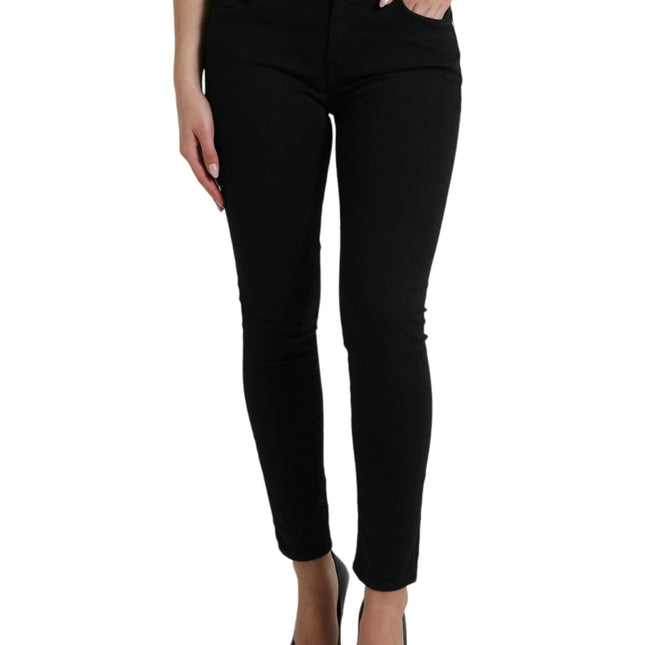Dolce & Gabbana Black Cotton Mid Waist Skinny Denim Jeans