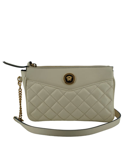 Versace White Lamb Leather Pouch Crossbody Bag