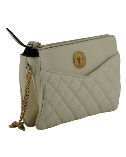 Versace White Lamb Leather Pouch Crossbody Bag