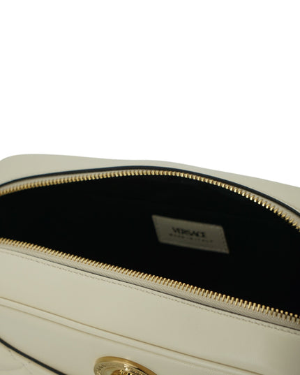 Versace White Lamb Leather Medium Camera Shoulder Bag