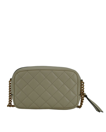 Versace White Lamb Leather Small Camera Crossbody Bag