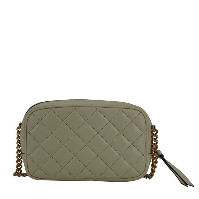 Versace White Lamb Leather Small Camera Crossbody Bag