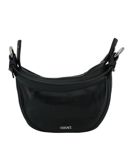 Versace Black Calf Leather Hobo Mini Shoulder Bag